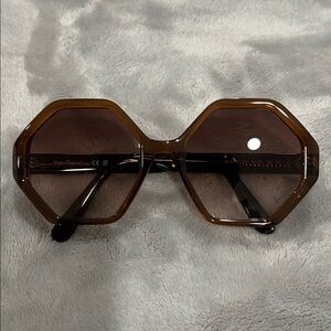Ferragamo Hexagon Brown Sunglasses